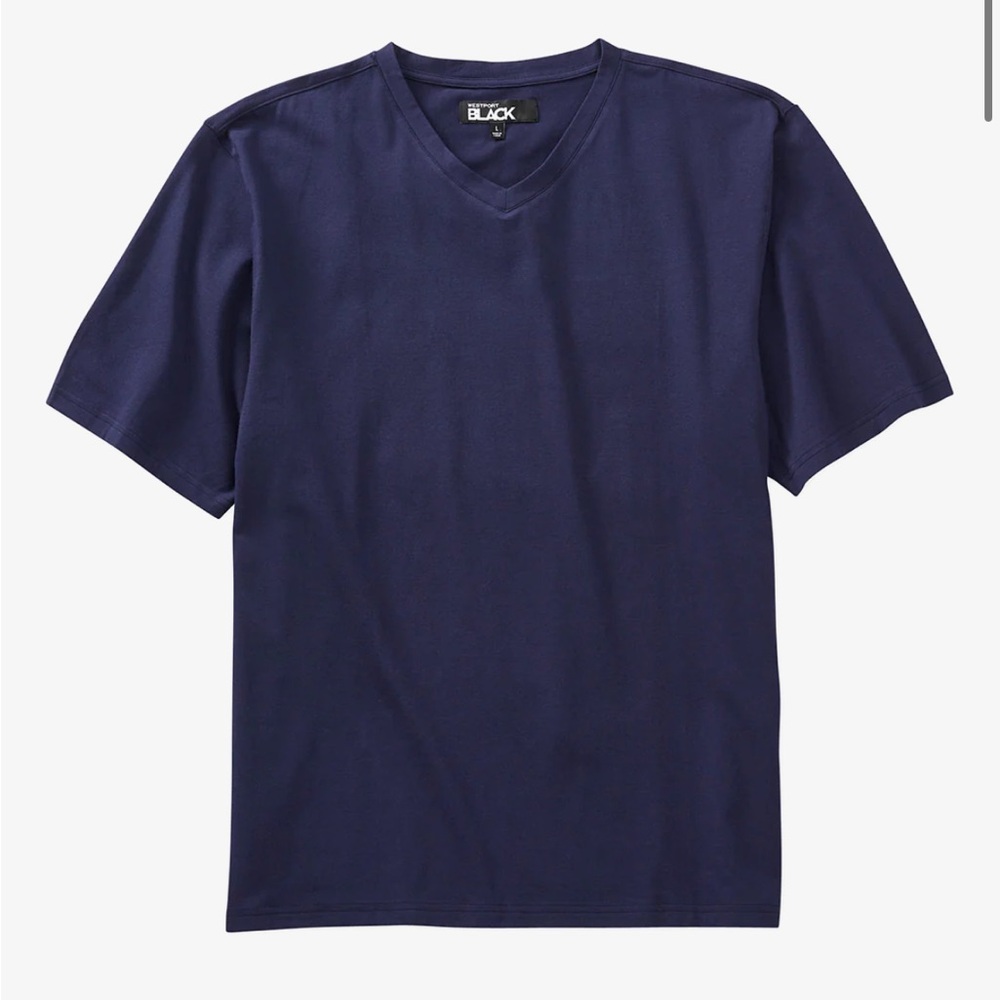 Westport Black Short Sleeve Pima Stretch Solid V-Neck Tee